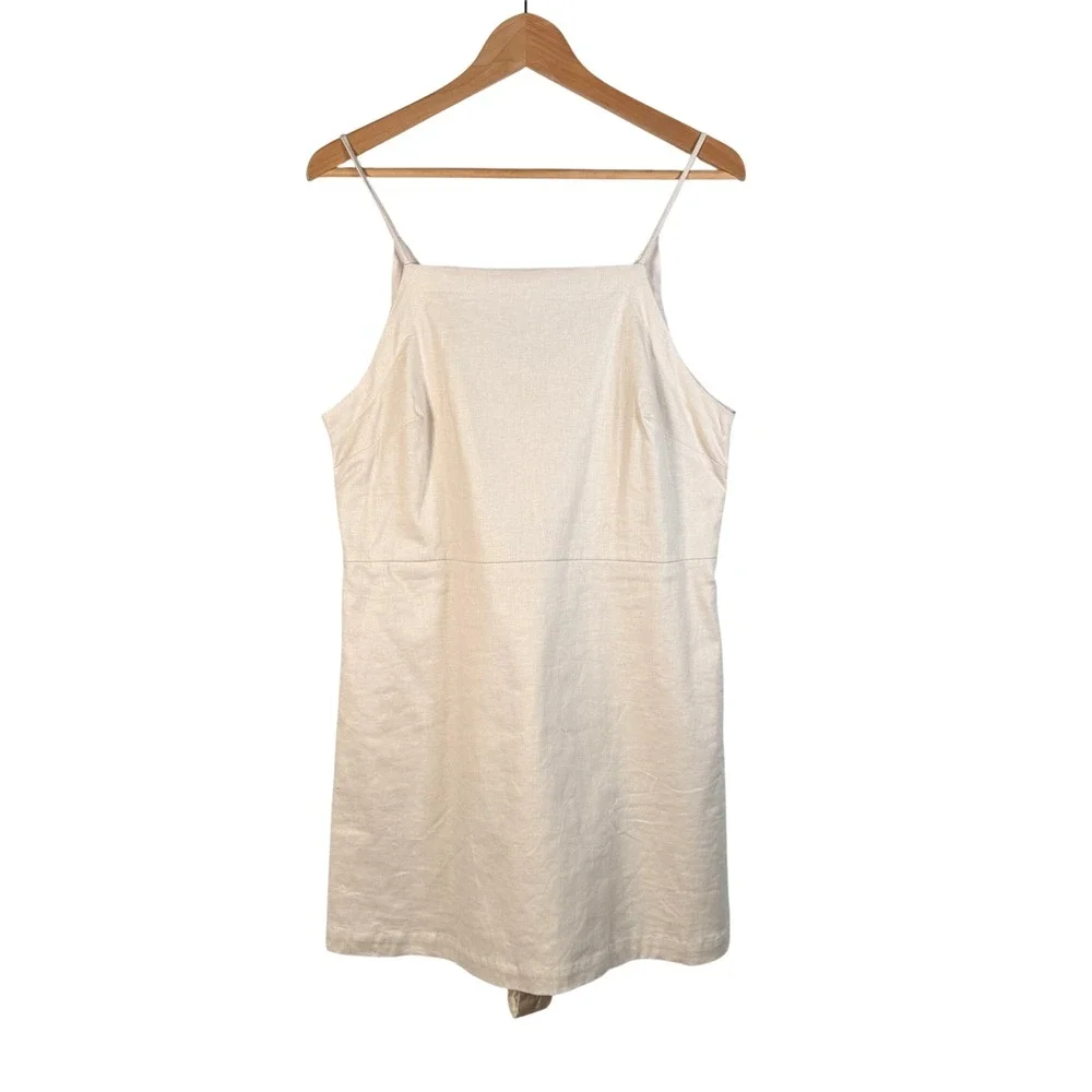 Banana Republic Cream Linen Blend Sleeveless Romper Tie Back Size 10 Womens